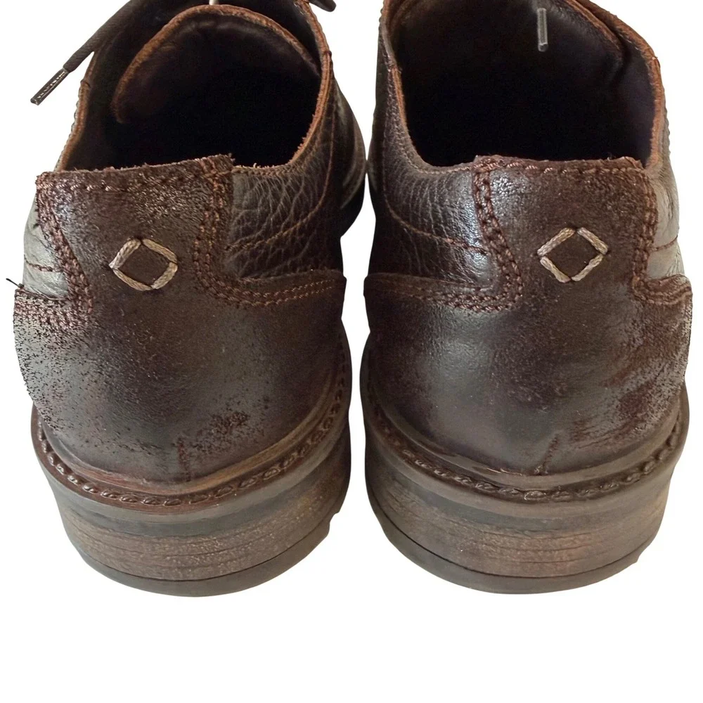 Josef Seibel Mens Brown Leather Mixed Texture Lace Up Oxford Shoes EU 44 US 11